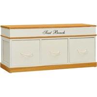 vidaXL Storage Bench Solid Paulownia Wood 100 cm, White