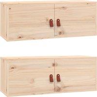vidaXL Wall Cabinets 2 Pcs 80x30x30 cm Solid Wood Pine, Brown