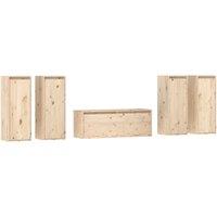 vidaXL Tv Cabinets 5 Pcs Solid Wood Pine, Brown