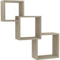vidaXL Cube Wall Shelf Sonoma Oak 68x15x68 cm Engineered Wood, Brown