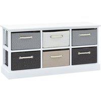 vidaXL Storage Bench 6 Drawers Wood, Multi