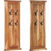 vidaXL Coat Racks 2 Pcs Solid Wood Acacia 38x100 cm, Brown
