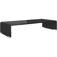 vidaXL Tv Stand monitor Riser Glass Black 60x25x11 cm, Black