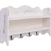vidaXL Wall Mounted Coat Rack White 50x10x30 cm Wood, White
