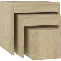 vidaXL Nesting Tables 3 Pcs Sonoma Oak Engineered Wood, Brown