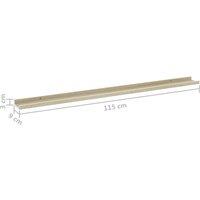 vidaXL Wall Shelves 4 Pcs White and Sonoma Oak 115x9x3 cm, White