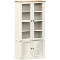 vidaXL Glass Display Cabinet Vigo White 85x35x170 cm Solid Wood Pine, White
