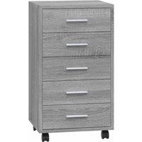 vidaXL Drawer Cabinet With Castors Grey Sonoma Engineered Wood, Grey