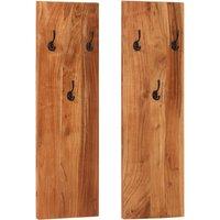 vidaXL Wall-mounted Coat Racks 2 Pcs 36x3x110 cm Solid Acacia Wood, Brown