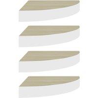 vidaXL Wall Corner Shelves 4 Pcs Oak and White 25x25x3.8 cm Mdf, Brown