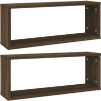 vidaXL Wall Cube Shelves 2 Pcs Brown Oak 60x15x23 cm Engineered Wood, Brown