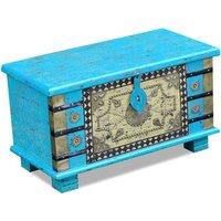 Vidaxl Storage Chest Blue Mango Wood 80X40X45 Cm, Blue