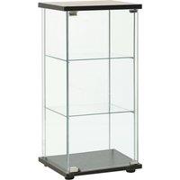 vidaXL Storage Cabinet Tempered Glass Black, Black