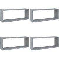 vidaXL Wall Cube Shelves 4 Pcs Grey Sonoma 60x15x23 cm Engineered Wood, Grey