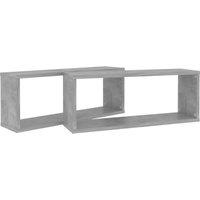 vidaXL Wall Cube Shelf 2 Pcs Concrete Grey 60x15x23 cm Engineered Wood, Grey