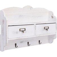 vidaXL Wall Mounted Coat Rack White 50x10x34 cm Wood, White