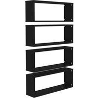 Vidaxl Wall Cube Shelf 4 Pcs Black 60X15X23 Cm Engineered Wood, Black