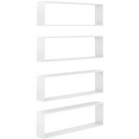 vidaXL Wall Cube Shelf 4 Pcs High Gloss White 100x15x30 cm Engineered Wood, White