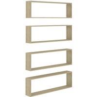 vidaXL Wall Cube Shelf 4 Pcs Sonoma Oak 100x15x30 cm Engineered Wood, Brown