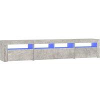 vidaXL TV Cabinet with LED Lights Concrete Grey 210x35x40 cm, Grey