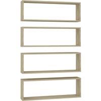 vidaXL Wall Cube Shelf 4 Pcs Sonoma Oak 80x15x26.5 cm Engineered Wood, Brown