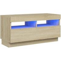 vidaXL TV Cabinet with LED Lights Sonoma Oak 80x35x40 cm, Brown