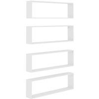 vidaXL Wall Cube Shelf 4 Pcs White 100x15x30 cm Engineered Wood, White