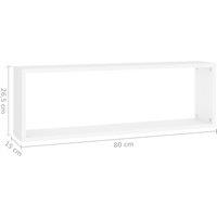 vidaXL Wall Cube Shelf 4 Pcs White 80x15x26.5 cm Engineered Wood, White