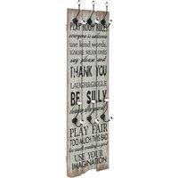 vidaXL Wall-mounted Coat Rack With 6 Hooks 120x40 cm Thank You, Multi