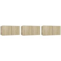 vidaXL Hanging Tv Cabinets 3 Pcs Sonoma Oak 60x30x30 cm, Brown