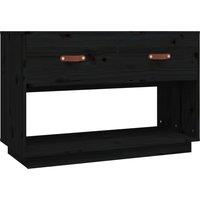 vidaXL Tv Cabinet Black 90x40x60 cm Solid Wood Pine, Black