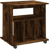 vidaXL Rolling Cabinet Smoked Oak 60x45x60 cm Engineered Wood, Brown