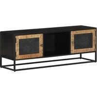 vidaXL Tv Cabinet 110x30x40 cm Solid Wood Mango and Iron, Brown