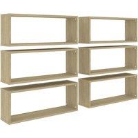 vidaXL Wall Cube Shelf 6 Pcs Sonoma Oak 60x15x23 cm Engineered Wood, Brown