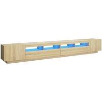 vidaXL TV Cabinet with LED Lights Sonoma Oak 300x35x40 cm, Brown
