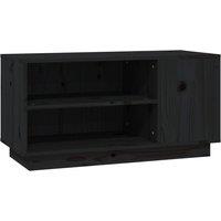 vidaXL Tv Cabinet Black 80x35x40.5 cm Solid Wood Pine, Black
