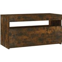 vidaXL TV Cabinet with LED Lights Smoked Oak 75x35x40 cm, Brown