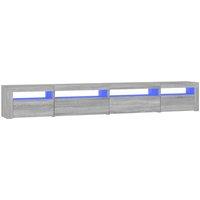 vidaXL TV Cabinet with LED Lights Grey Sonoma 270x35x40 cm, Grey