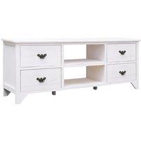 vidaXL Tv Cabinet Antique White 108x30x40 cm Solid Paulownia Wood, White