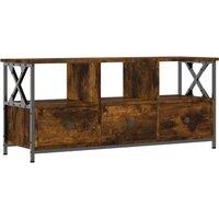 vidaXL Tv Cabinet Smoked Oak 102x33x45 cm Engineered Wood&iron, Brown