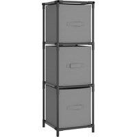 vidaXL Storage Cabinet With 3 Fabric Drawers Grey 34x34x101 cm Steel, Grey