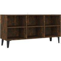 vidaXL Tv Cabinet With Metal Legs Smoked Oak 103.5x30x50 cm, Brown