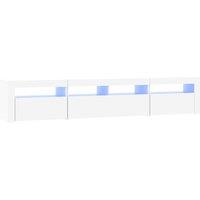 vidaXL TV Cabinet with LED Lights White 210x35x40 cm, White