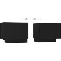 vidaXL TV Cabinet with LED Lights Black 200x35x40 cm, Black