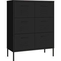 vidaXL Drawer Cabinet Black 80x35x101.5 cm Steel, Black