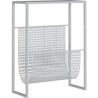 vidaXL Magazine Rack Silver 35x15x45 cm Steel, Silver