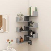 vidaXL Wall Corner Shelves 2 Pcs Grey Sonoma 40x40x50 cm Engineered Wood, Grey