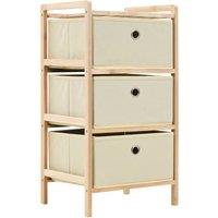 vidaXL Storage Rack With 3 Nonwoven Baskets Cedar Wood Beige, Multi