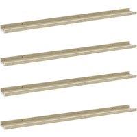 vidaXL Wall Shelves 4 Pcs White and Sonoma Oak 100x9x3 cm, White