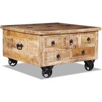 vidaXL Coffee Table Rough Mango Wood 70x70x40 cm, Brown